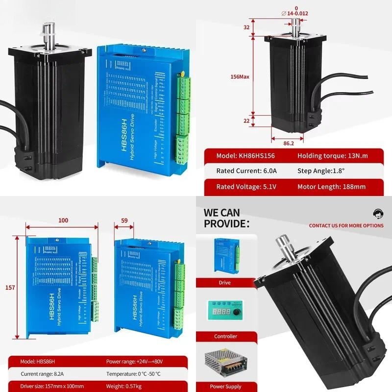 Stepper Motor Nema 34 Closed Loop - Kaihong 86x86x156+22mm 12Nm Hybrydowy Zestaw Silnika