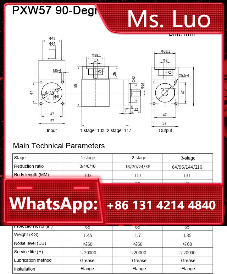 Planetary Gearbox Nema 23 - Przekładnia planetarna PXW57 90 stopni, reduktor