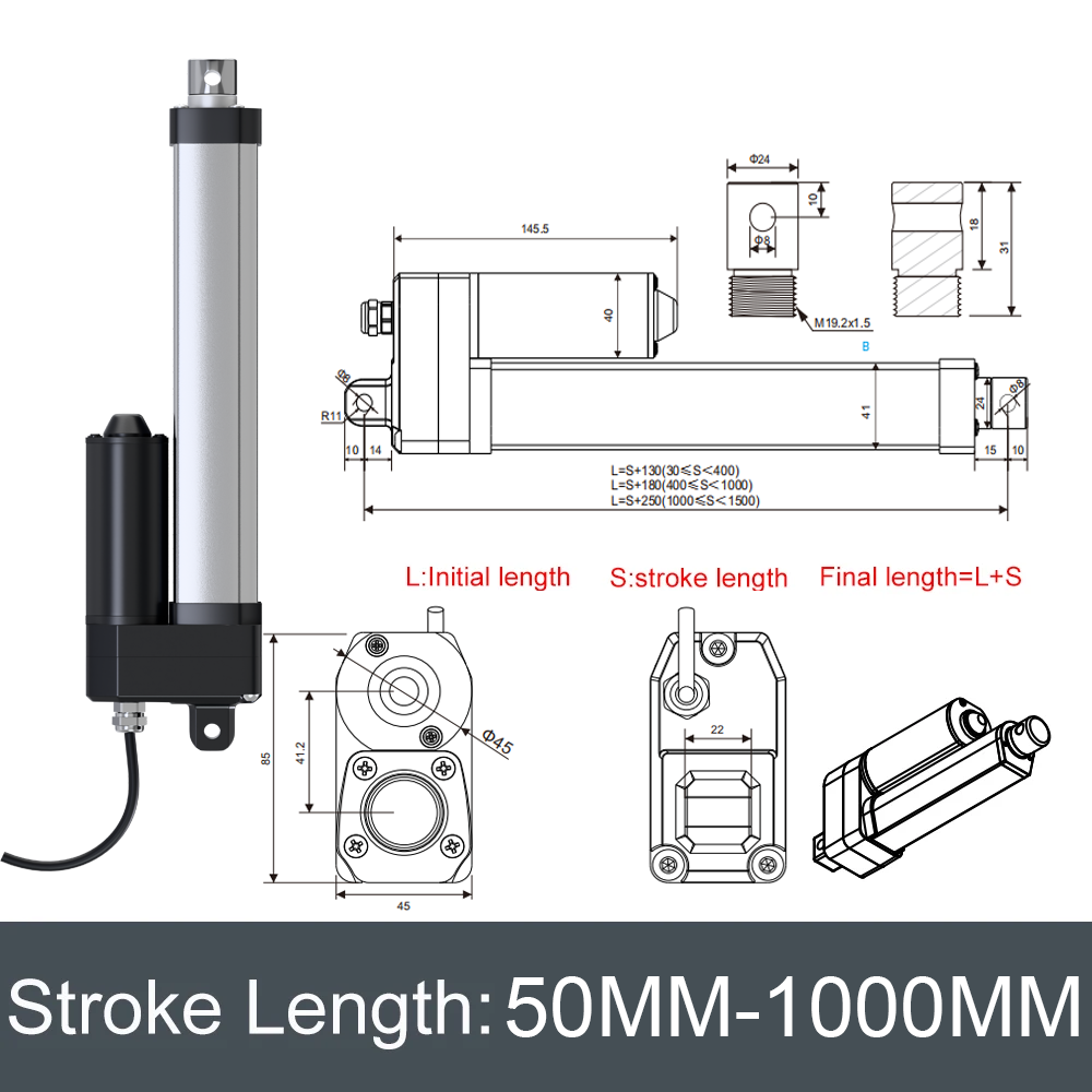 Siłownik liniowy DC12V/24V, sk – Linear Actuator Electric 1000Mm recenzja i cena
