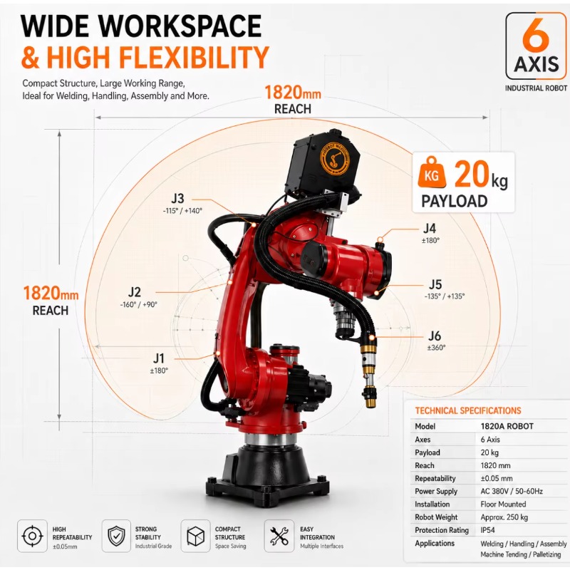 Precyzyjny, sześcioosiowy rami – Industrial Robot Arm 20Kg Payload recenzja i cena